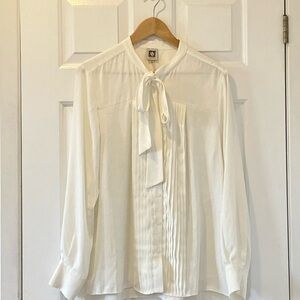 Anne Klein White Blouse with Elegant Tie